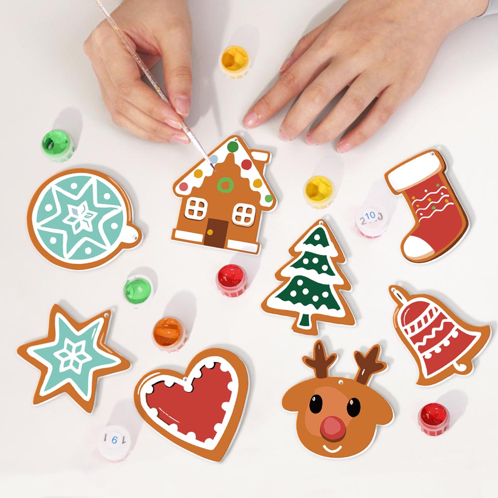 Paint by Numbers – 8 Christmas Ornaments – Winter Mint & Gingerbread Set