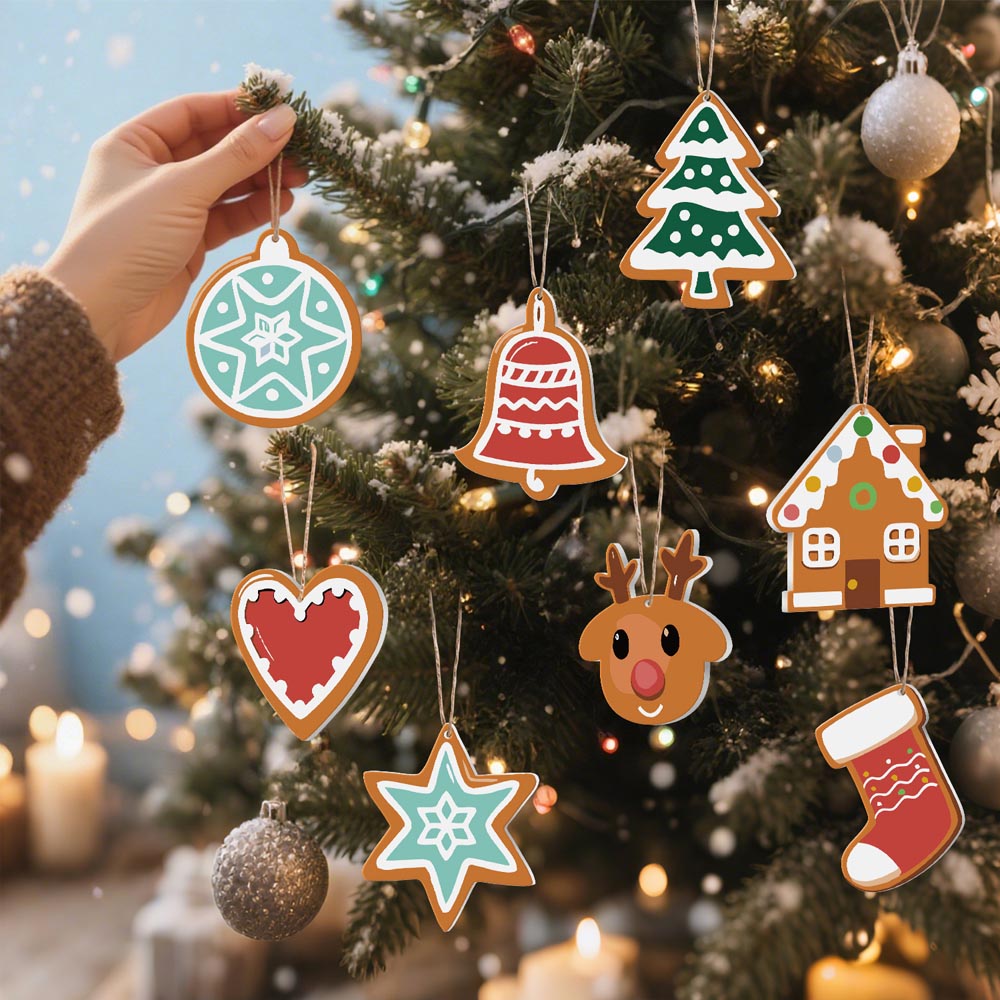 Paint by Numbers – 8 Christmas Ornaments – Winter Mint & Gingerbread Set