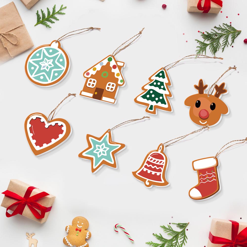 Paint by Numbers – 8 Christmas Ornaments – Winter Mint & Gingerbread Set