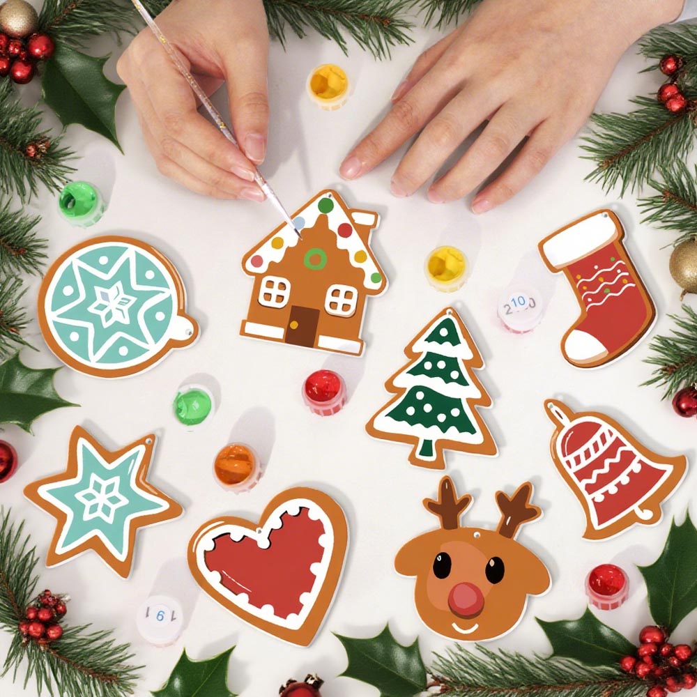 
Paint by Numbers – 8 Christmas Ornaments – Winter Mint & Gingerbread Set