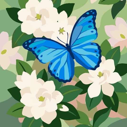 Paint by Numbers - Blue Morpho in the Garden
