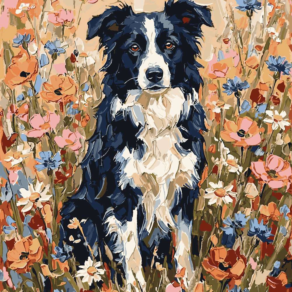 Paint by Numbers - Border Collie in the Meadow