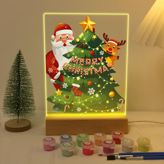 Paint by Numbers - Christmas Light | Santa Claus and Reindeer with Tree