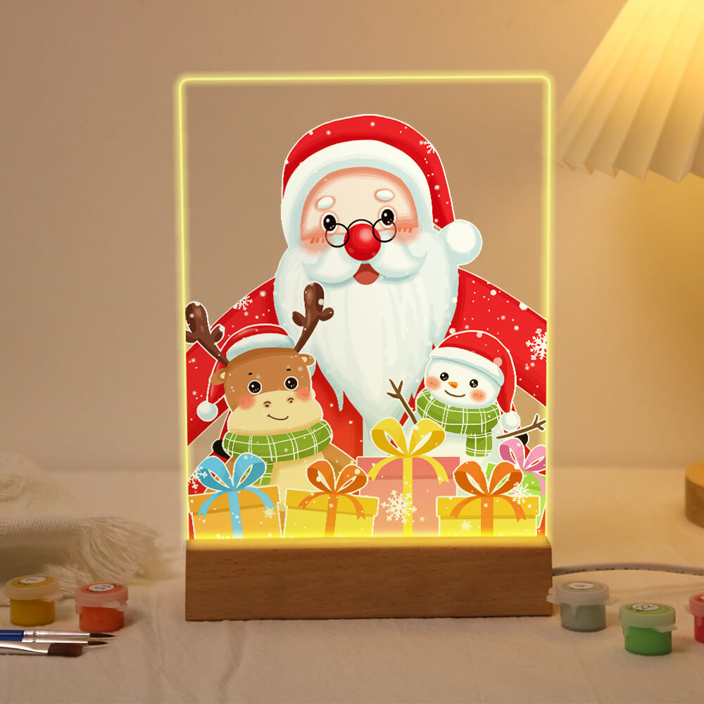 
Paint by Numbers - Christmas Light | Santa Claus with reindeer and snowman