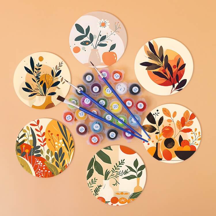 
Paint by Numbers - Coasters | Botanical Illustrations