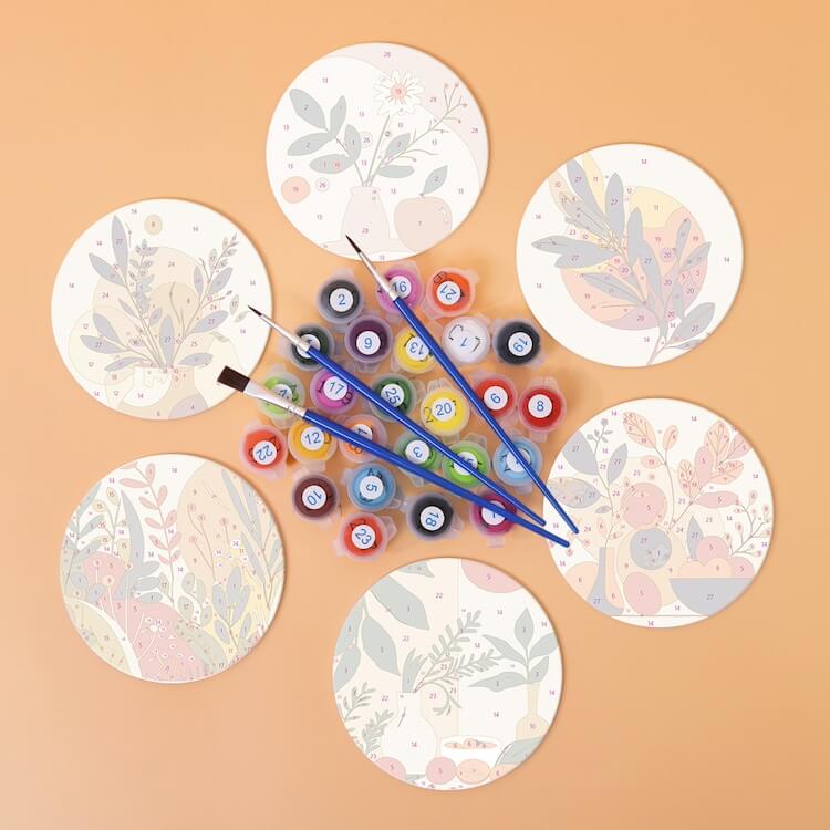 
Paint by Numbers - Coasters | Botanical Illustrations