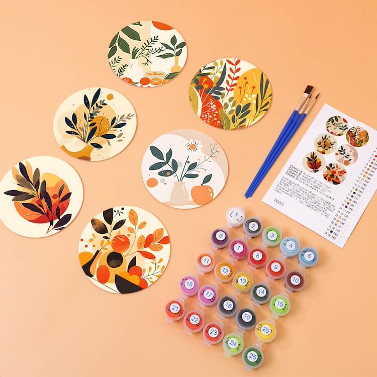 
Paint by Numbers - Coasters | Botanical Illustrations