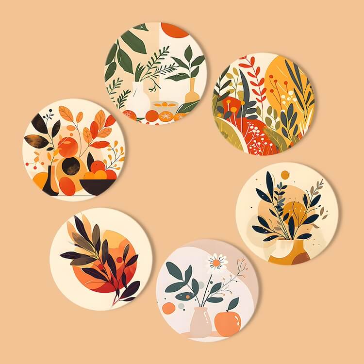 
Paint by Numbers - Coasters | Botanical Illustrations