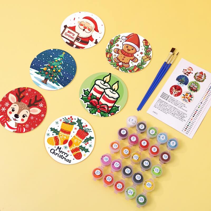 
Paint by Numbers - Coasters | Christmas