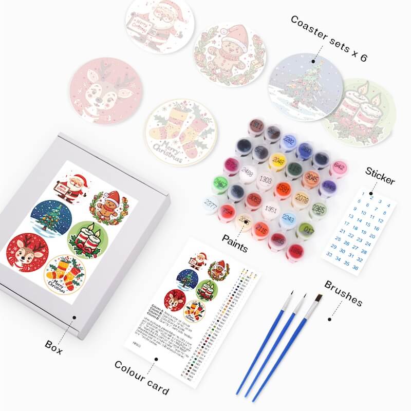 
Paint by Numbers - Coasters | Christmas