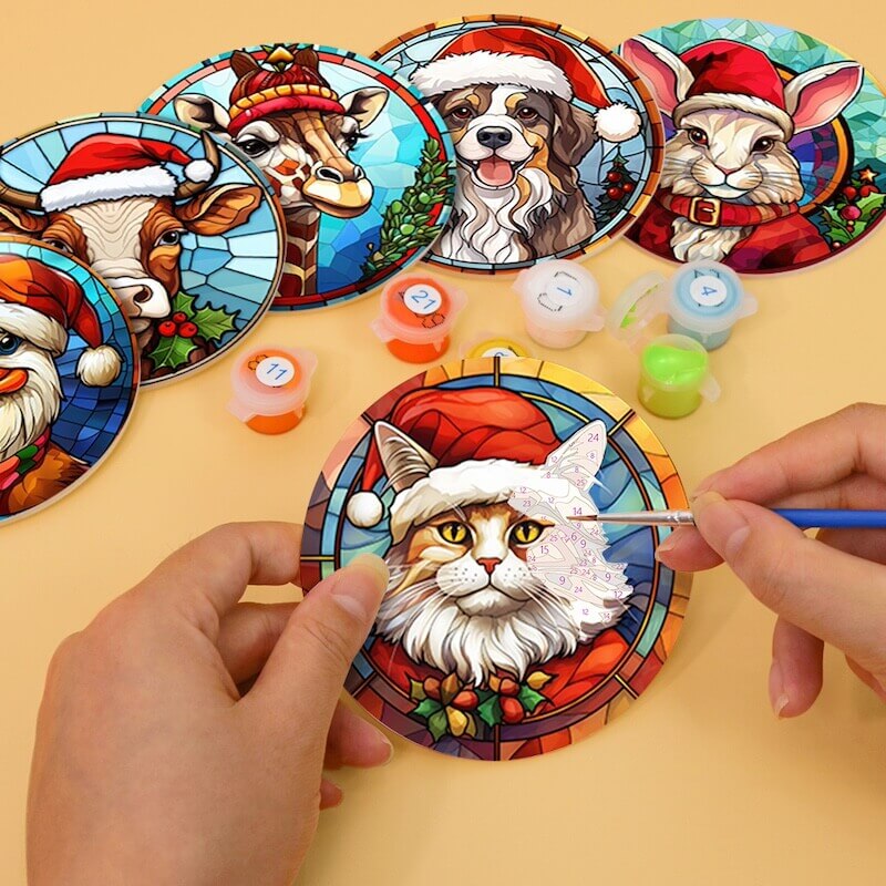 
Paint by Numbers - Coasters | Christmas Animal Portraits