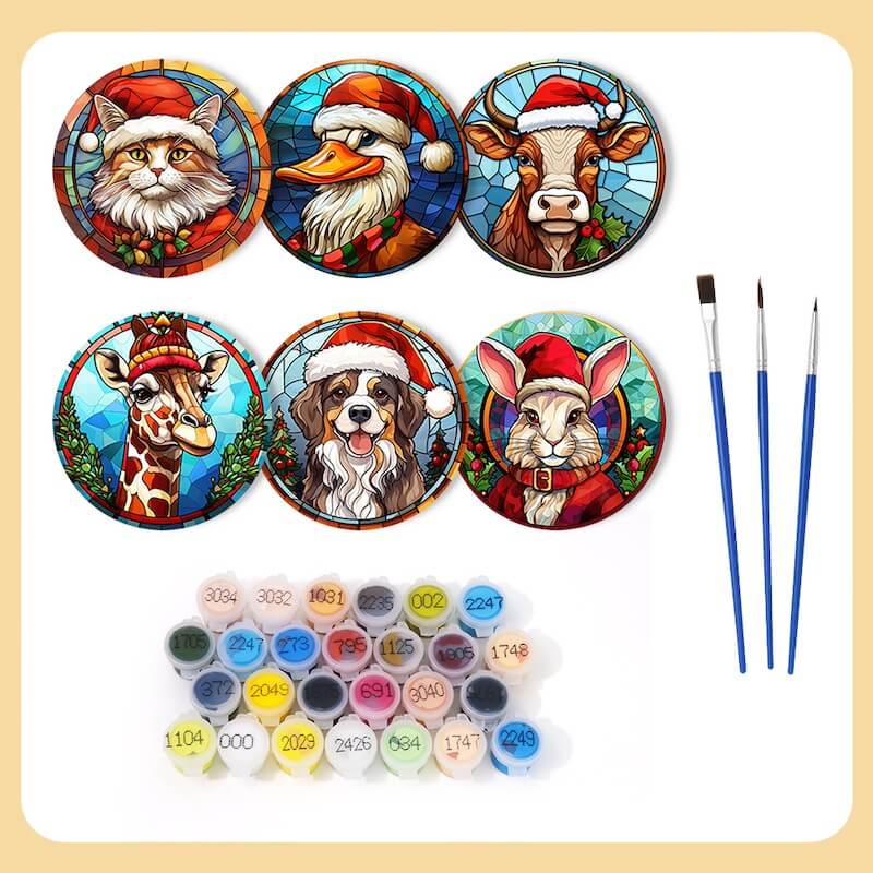 
Paint by Numbers - Coasters | Christmas Animal Portraits