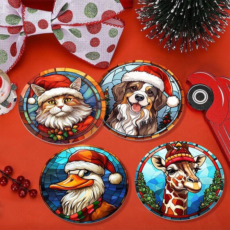 
Paint by Numbers - Coasters | Christmas Animal Portraits