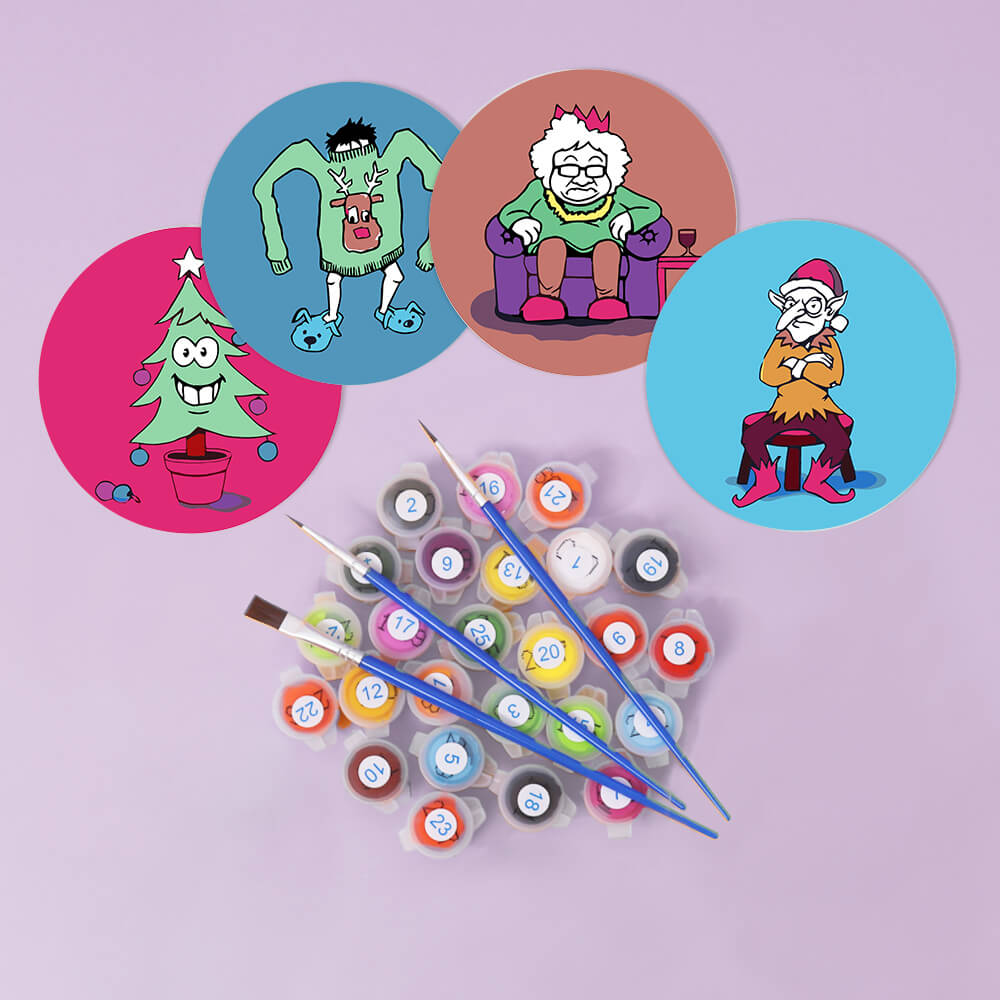 
Paint by Numbers - Coasters | Christmas Figures