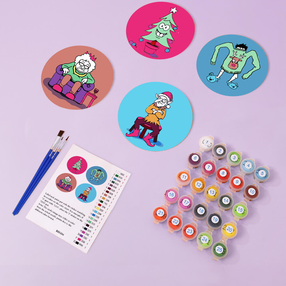 
Paint by Numbers - Coasters | Christmas Figures