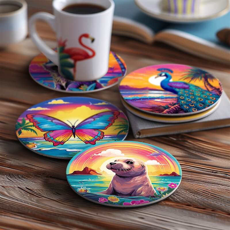 
Paint by Numbers - Coasters | Colorful Animals