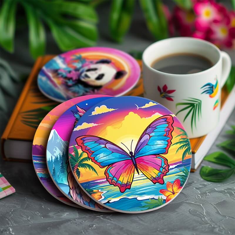 
Paint by Numbers - Coasters | Colorful Animals