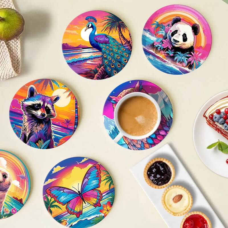 
Paint by Numbers - Coasters | Colorful Animals