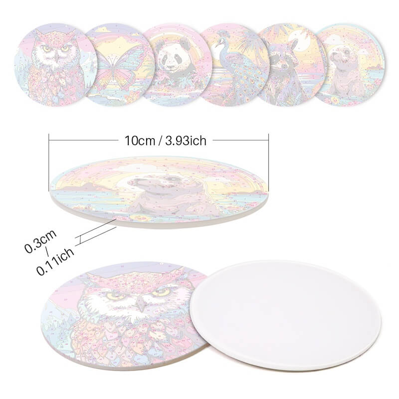 
Paint by Numbers - Coasters | Colorful Animals