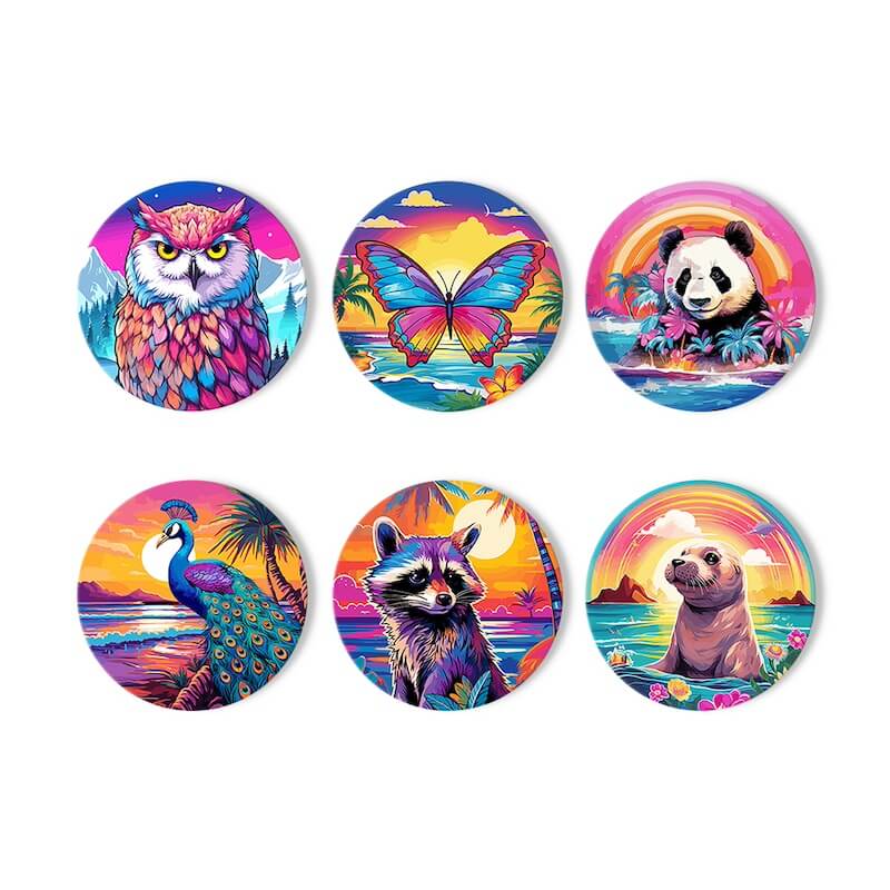 
Paint by Numbers - Coasters | Colorful Animals