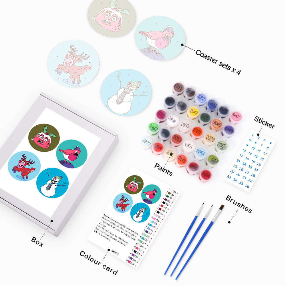 
Paint by Numbers - Coasters | Colorful Figures