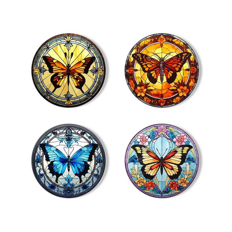 
Paint by Numbers - Coasters | Colorful butterflies