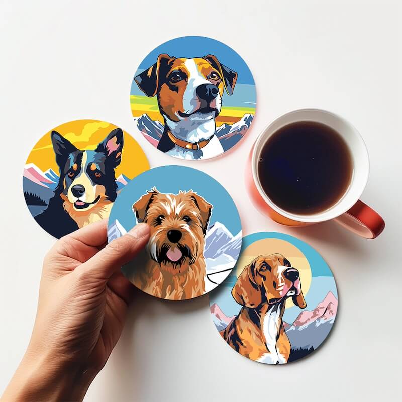 
Paint by Numbers - Coasters | Dog portraits