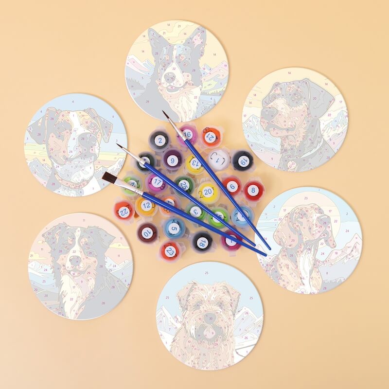 
Paint by Numbers - Coasters | Dog portraits