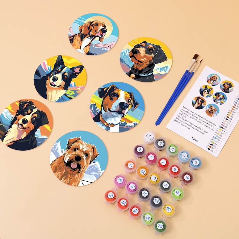 
Paint by Numbers - Coasters | Dog portraits