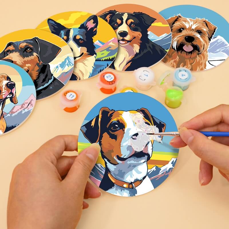 
Paint by Numbers - Coasters | Dog portraits