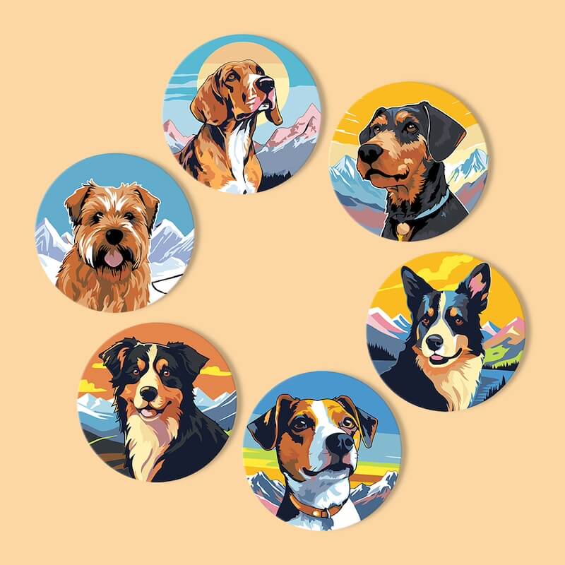
Paint by Numbers - Coasters | Dog portraits