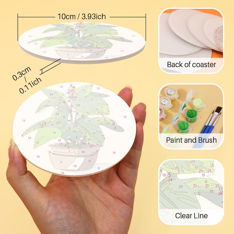 
Paint by Numbers - Coasters | Indoor Plants