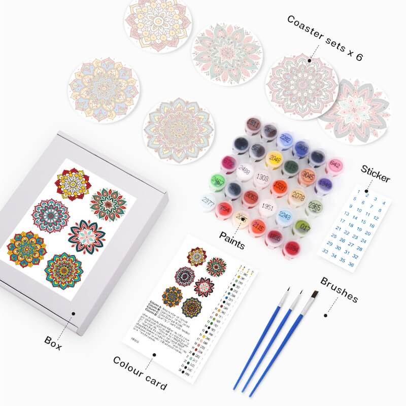 
Paint by Numbers - Coasters | Mandala Designs