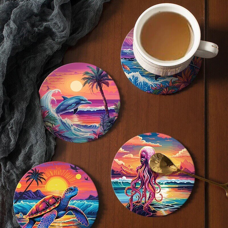 
Paint by Numbers - Coasters | Sea Animals
