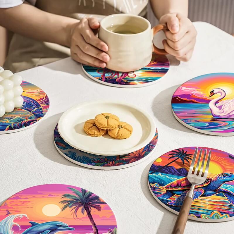 
Paint by Numbers - Coasters | Sea Animals