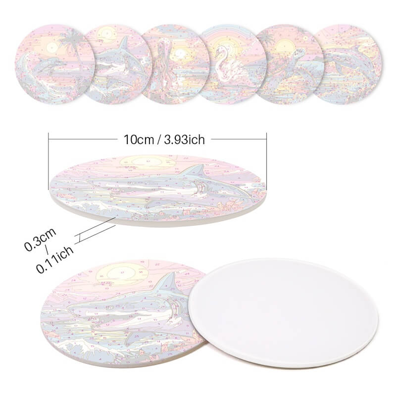 
Paint by Numbers - Coasters | Sea Animals