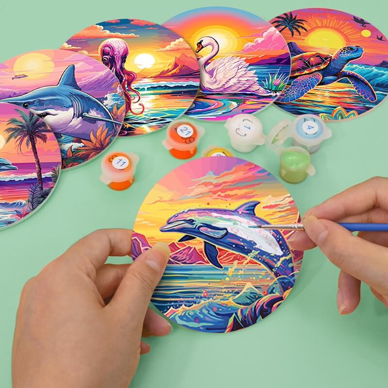 
Paint by Numbers - Coasters | Sea Animals