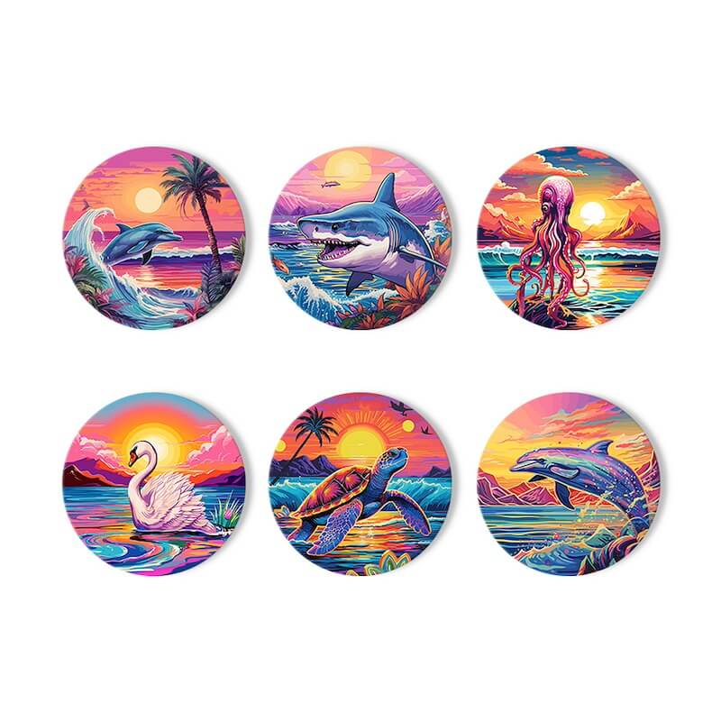 
Paint by Numbers - Coasters | Sea Animals