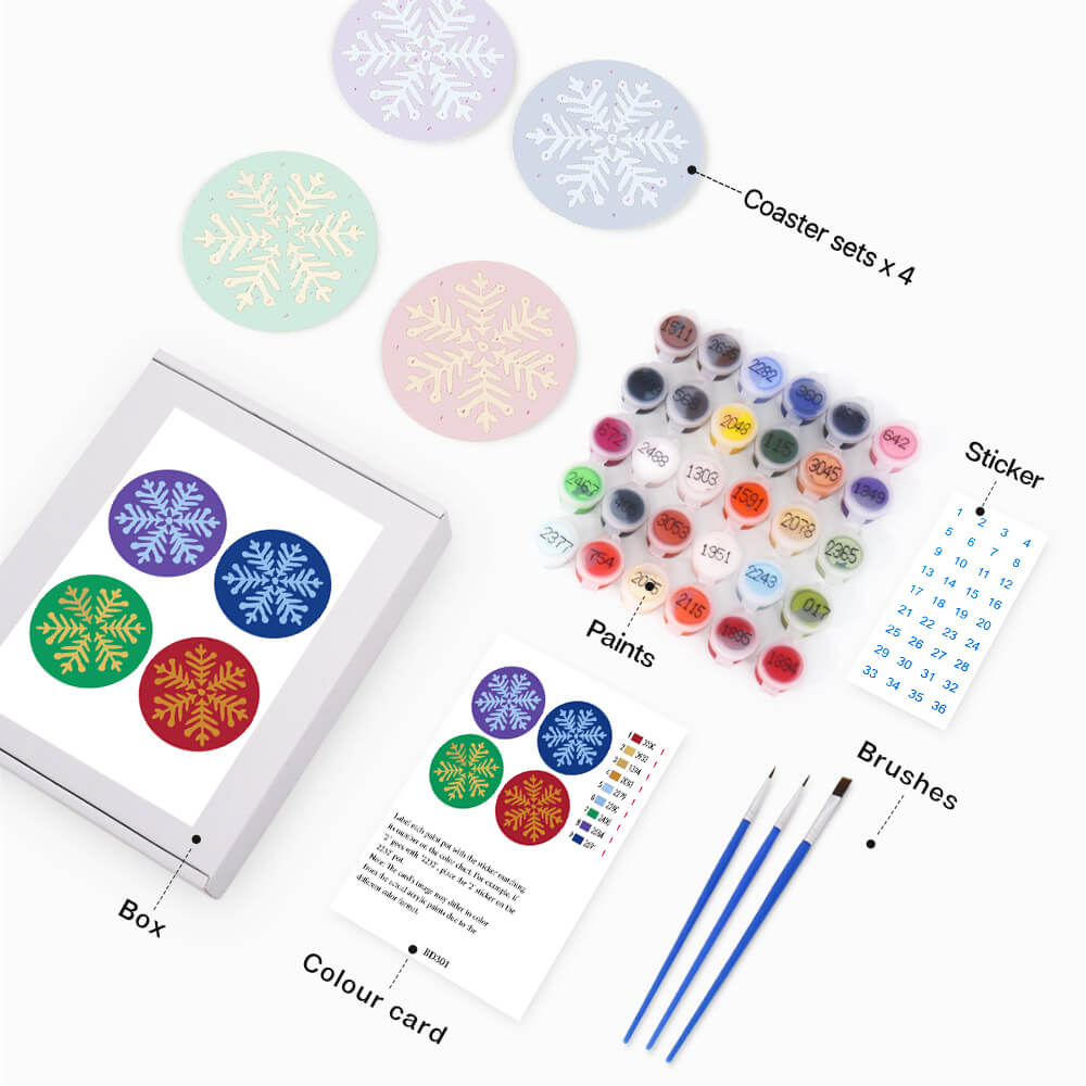 Paint by Numbers - Coasters | Snowflakes