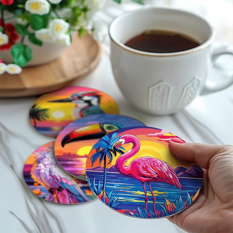 
Paint by Numbers - Coasters | Tropical Birds