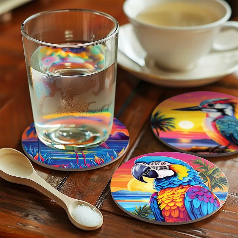 
Paint by Numbers - Coasters | Tropical Birds