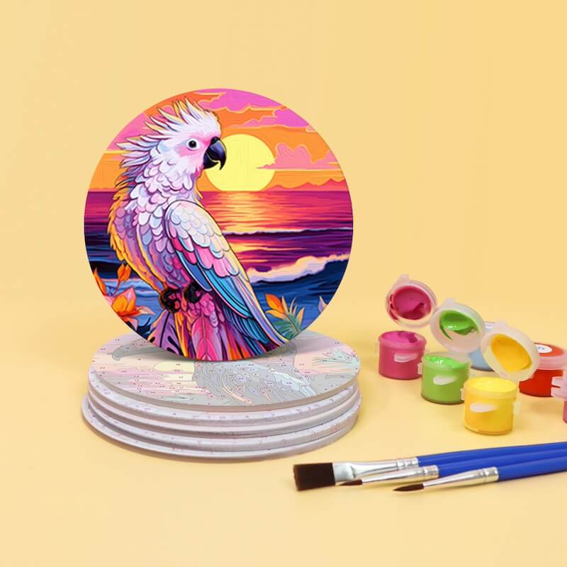
Paint by Numbers - Coasters | Tropical Birds