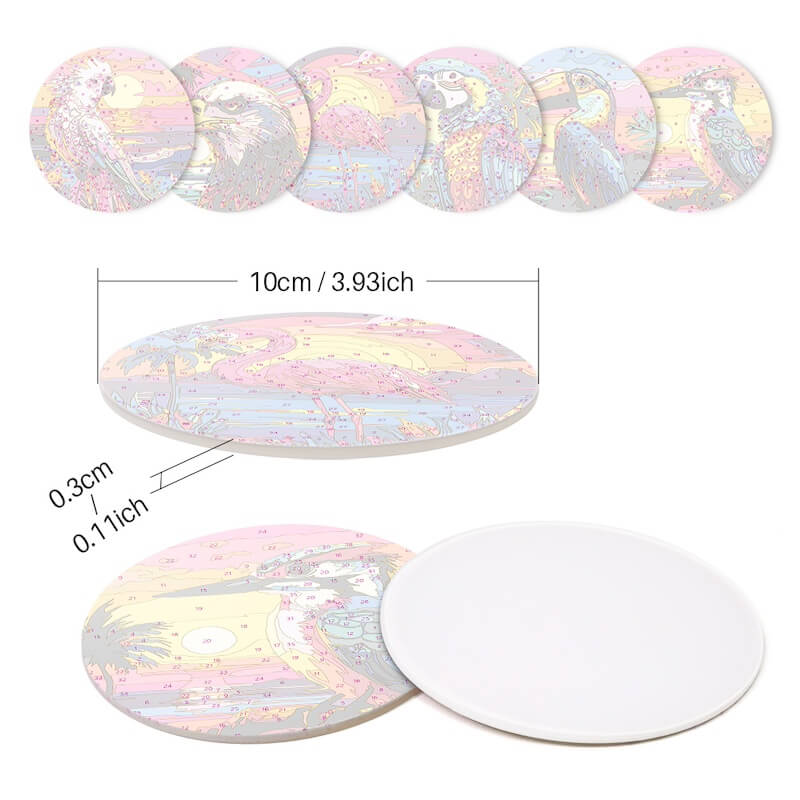 
Paint by Numbers - Coasters | Tropical Birds