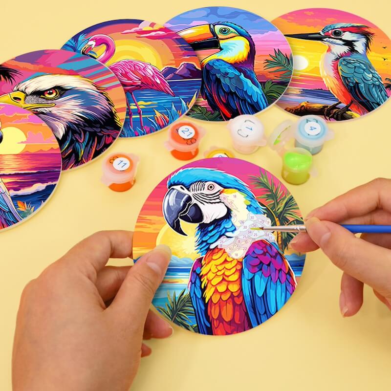 
Paint by Numbers - Coasters | Tropical Birds