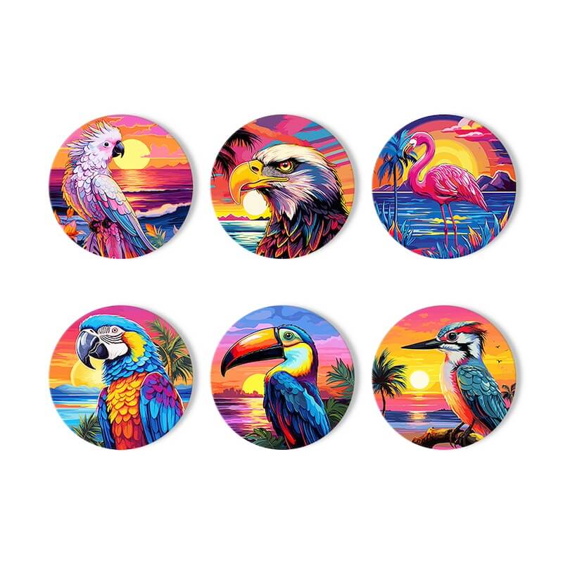 
Paint by Numbers - Coasters | Tropical Birds