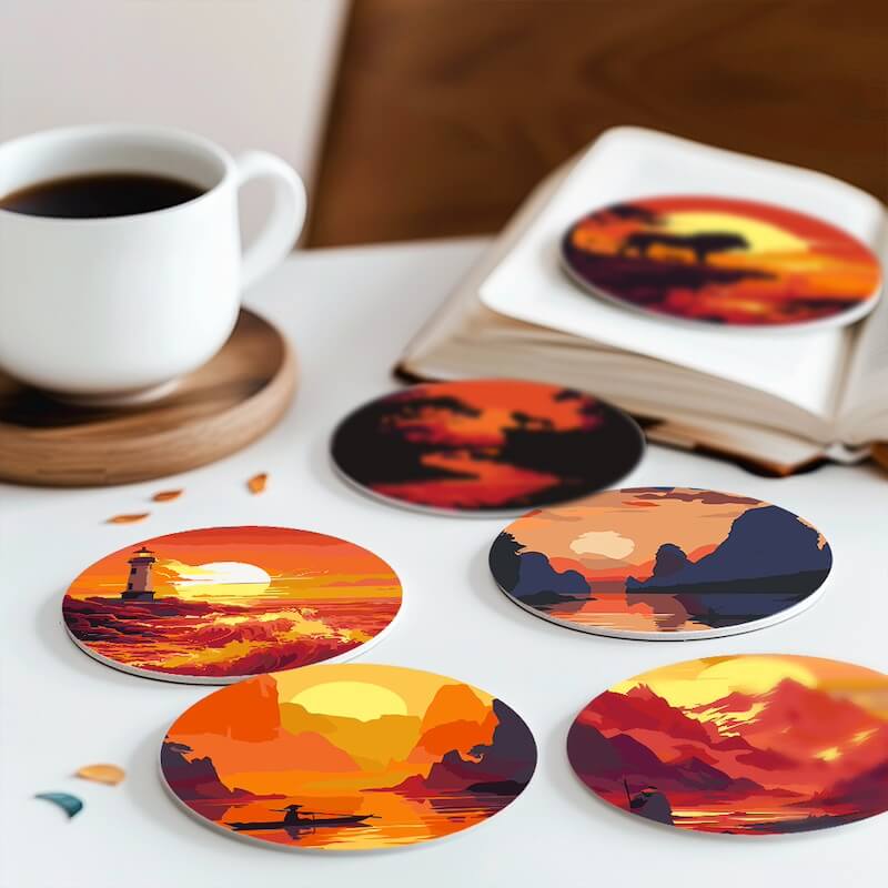 
Paint by Numbers - Coasters | Warm sunsets