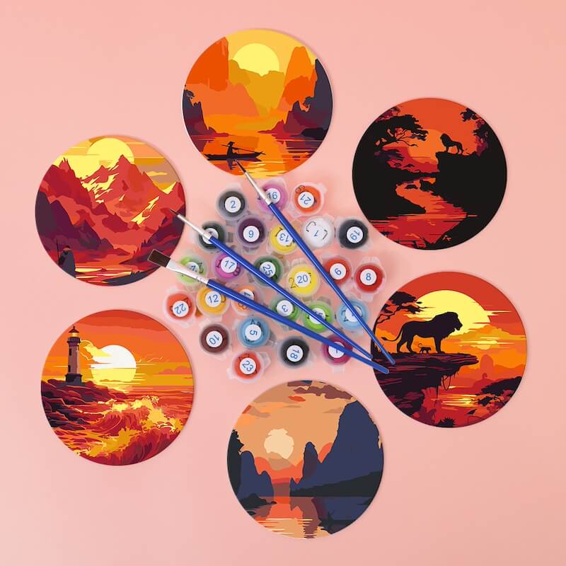
Paint by Numbers - Coasters | Warm sunsets