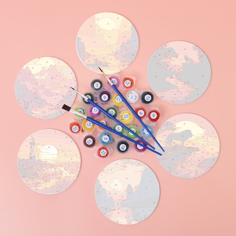 
Paint by Numbers - Coasters | Warm sunsets