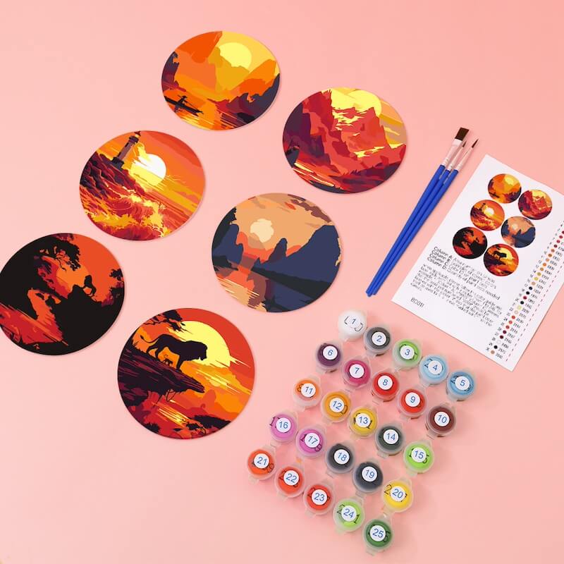 
Paint by Numbers - Coasters | Warm sunsets