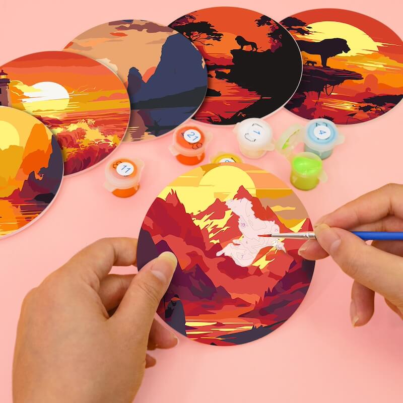 
Paint by Numbers - Coasters | Warm sunsets